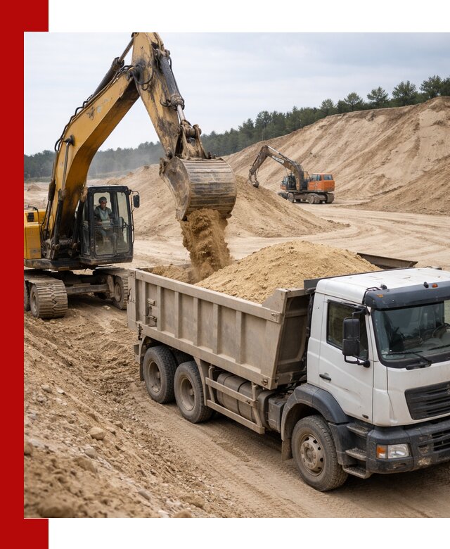 Доставка карьерного песка с самосвалами и разгрузкой в Туле