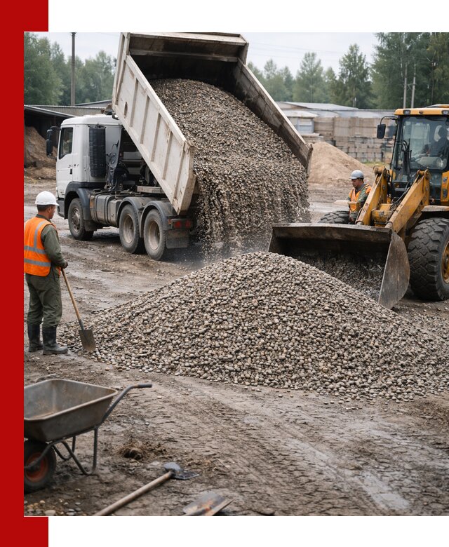 Мытый гравий с доставкой в Туле от карьера до участка