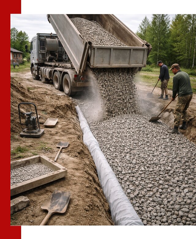 Гравий для дренажа с доставкой в Туле качественный и недорогой