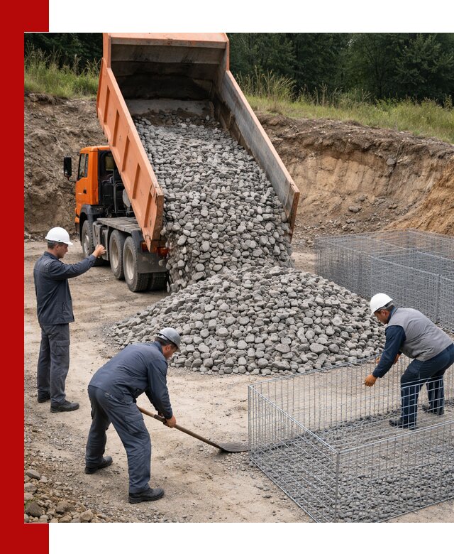 Камень для габионов с доставкой в Туле быстро и надёжно