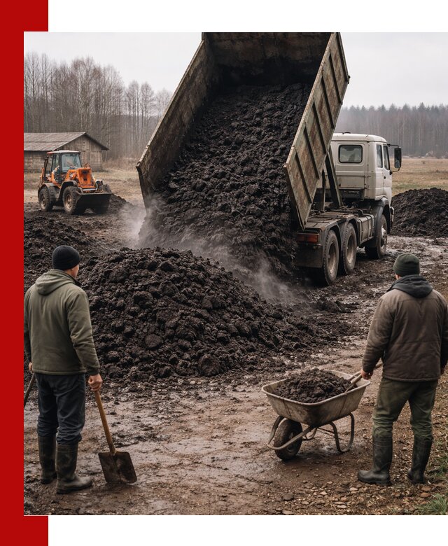 Доставка низинного торфа с разгрузкой и доставкой в Туле