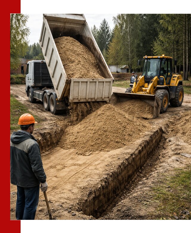 Доставка песчаного грунта в Туле для строительных работ