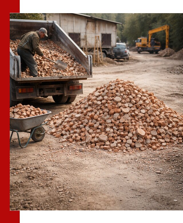 Доставка и подушка из боя кирпича с разгрузкой в Туле