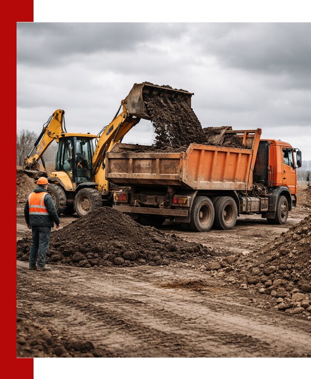 Вывоз грунта и строительного мусора в Туле грузовыми самосвалами