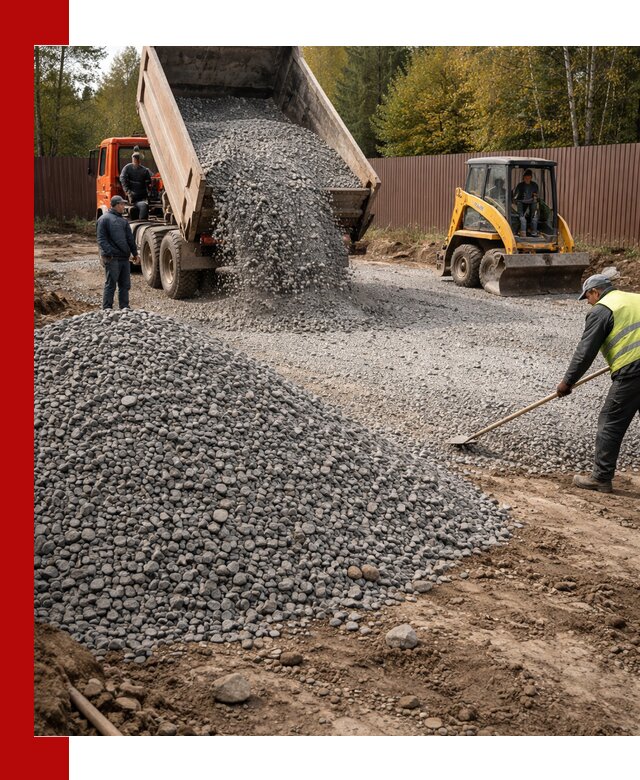 Отсыпка участка щебнем с доставкой и уплотнением в Туле